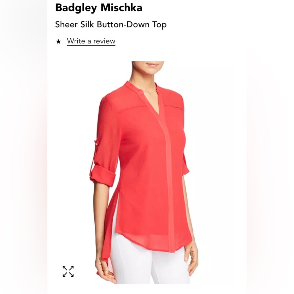 NWT 🔥🔥 Badgley Mischka Womens Silk Long Sleeve Button Down Blouse Sz 2
